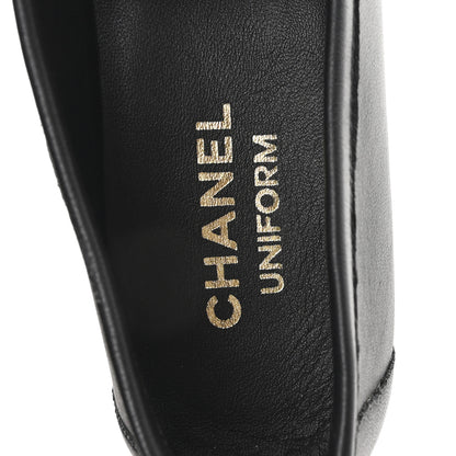 Chanel Lambskin Womens Stitched CC Loafers 38 Black 8 of 9