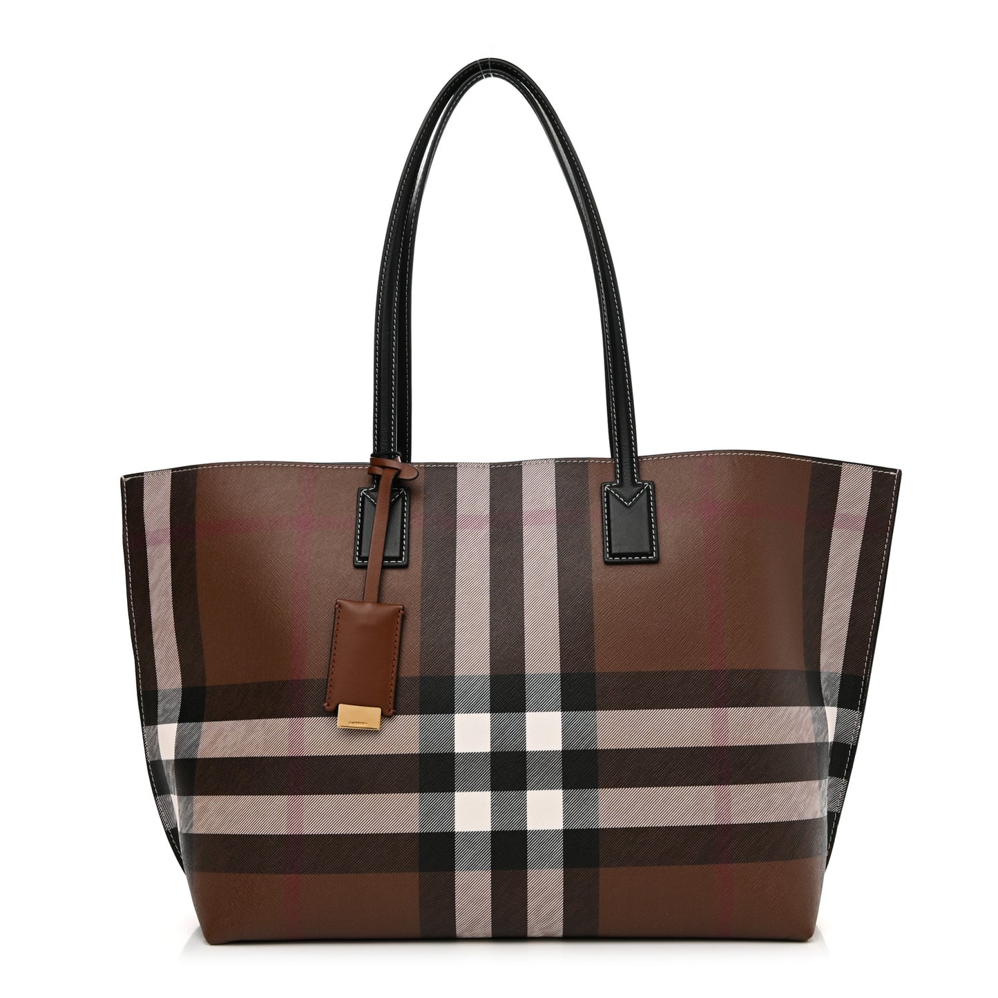 E-Canvas Check Medium Soft TB Tote Dark Birch Brown