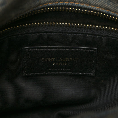 Saint Laurent Denim Quilted Toy Loulou Puffer Monogram Chain Satchel Blue Cinnamon 5 of 7