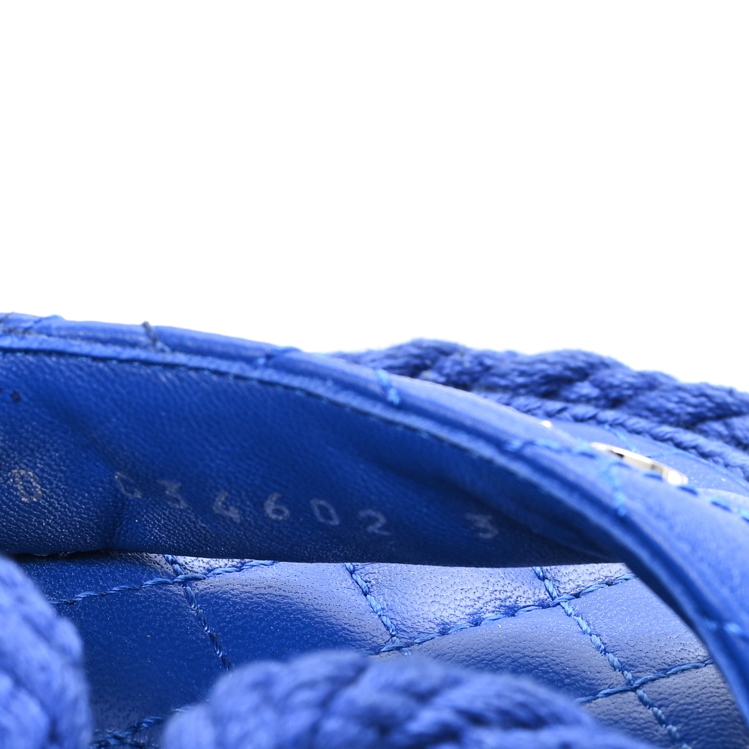 Chanel Cord Lambskin Quilted Logo Sandals 37 Blue 9 of 10