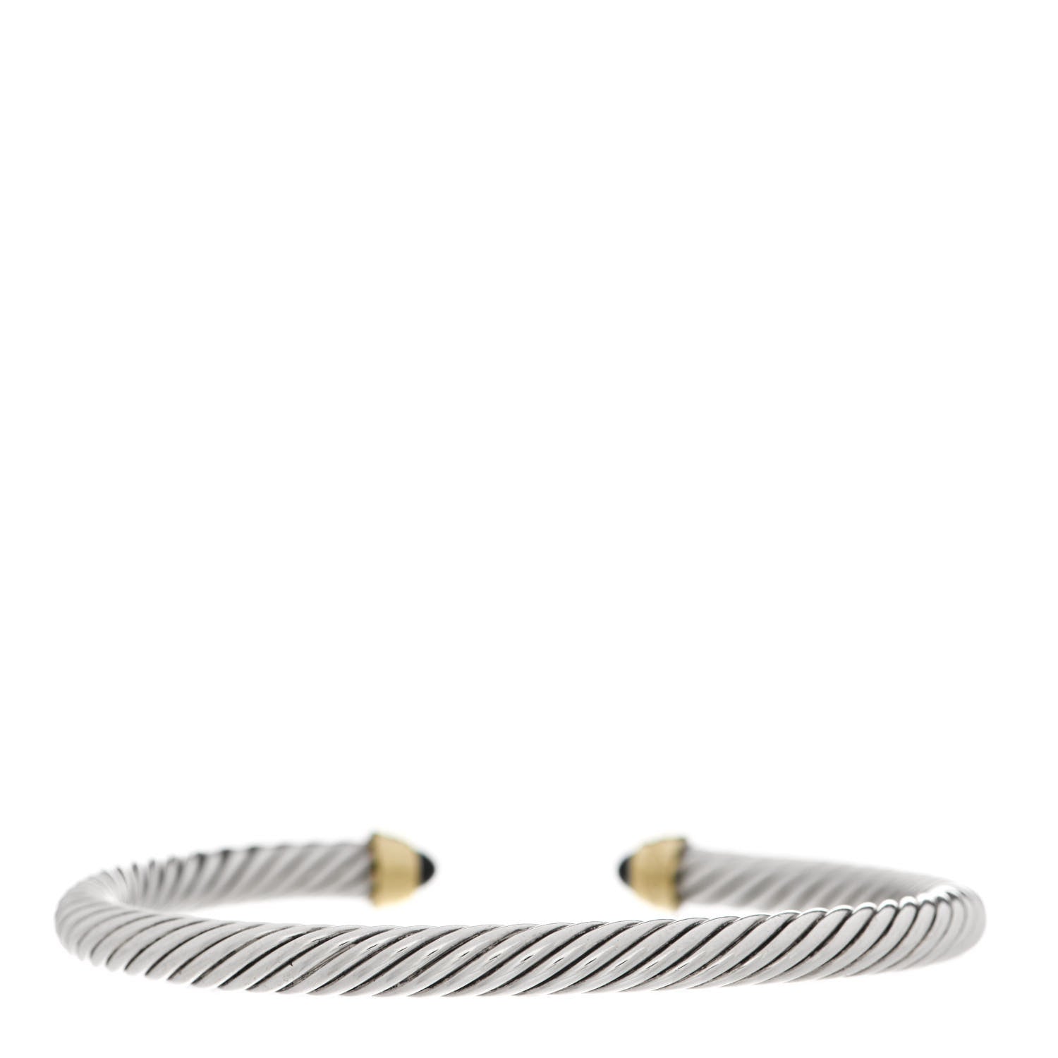David Yurman Sterling Silver 14K Yellow Gold Black Onyx 5mm Cable Classics Petite Color Bracelet 2 of 3