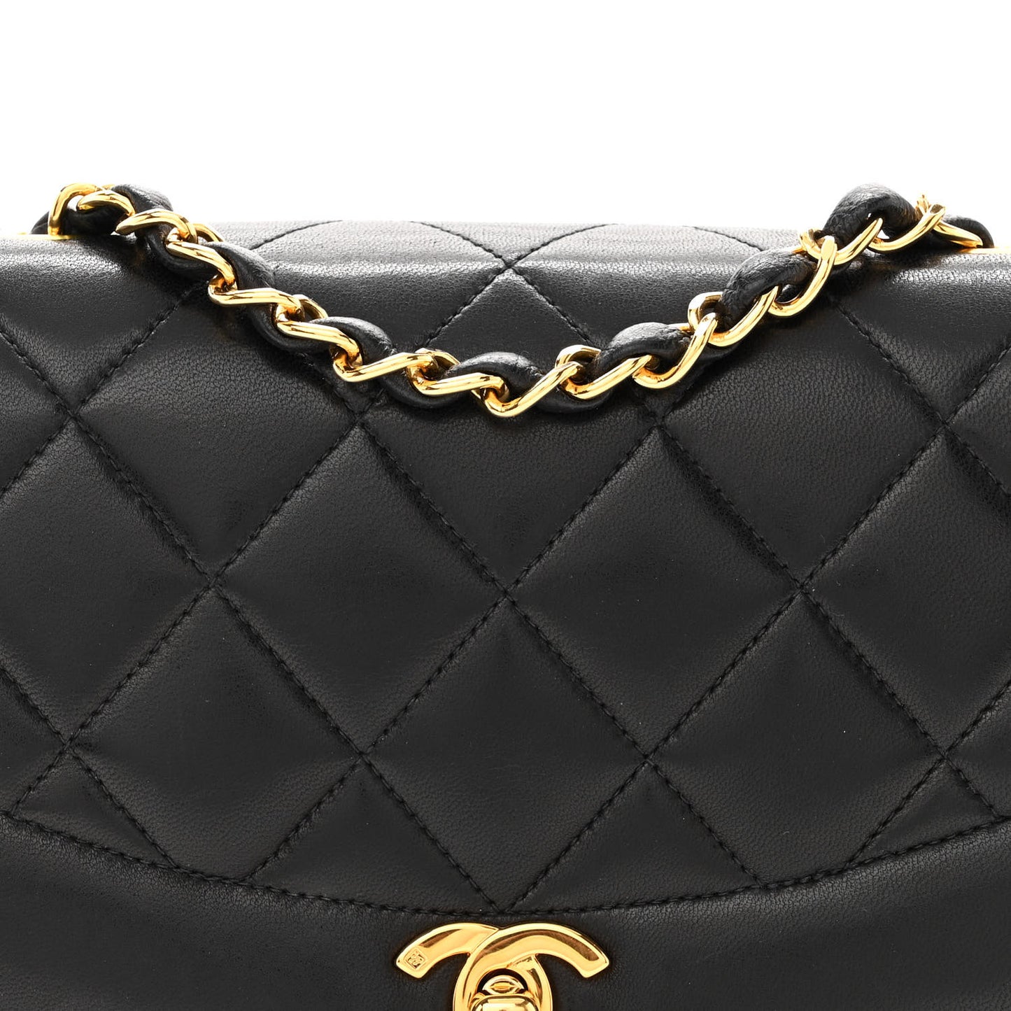 Lambskin Quilted Small Single Flap Black