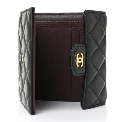Chanel Lambskin Quilted Compact Flap Wallet Black 5 of 8