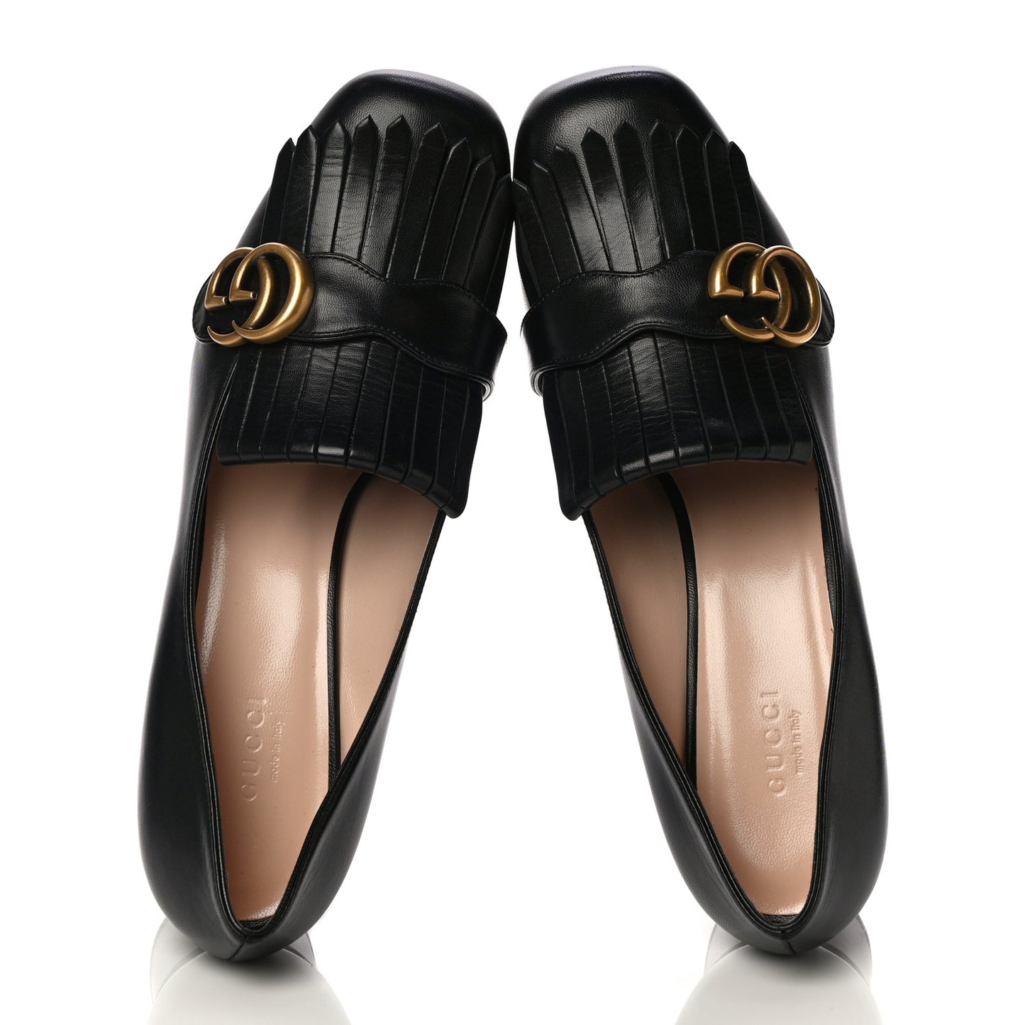 Malaga Kid GG Marmont Fringe 50mm Loafer Pumps 40 Black