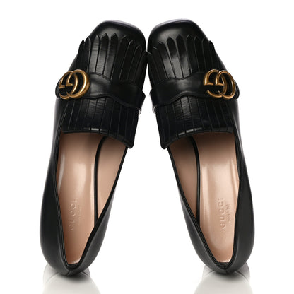 Gucci Malaga Kid GG Marmont Fringe 50mm Loafer Pumps 40 Black 6 of 11