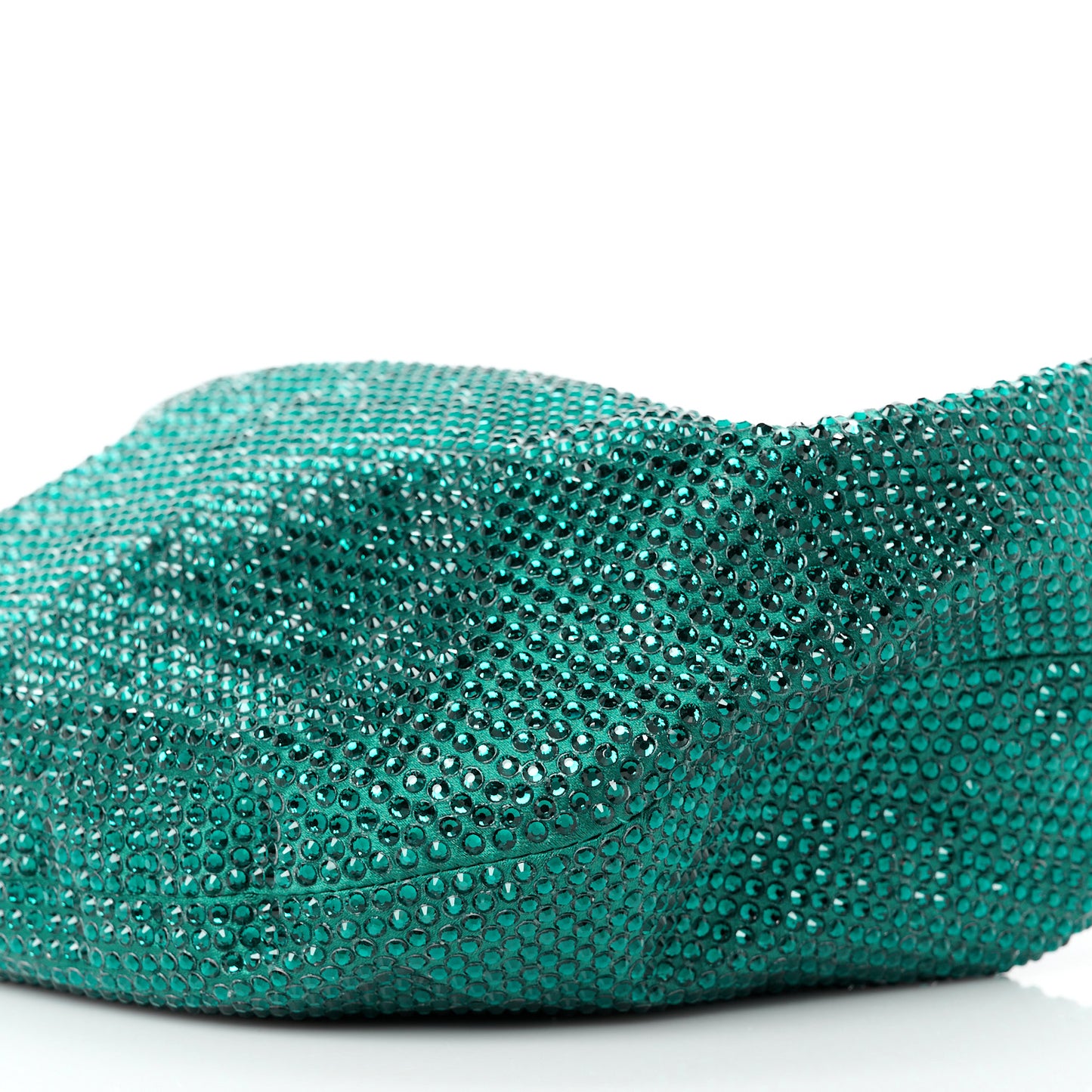Crystal Embellished Satin Mini Hotfix Jodie Emerald