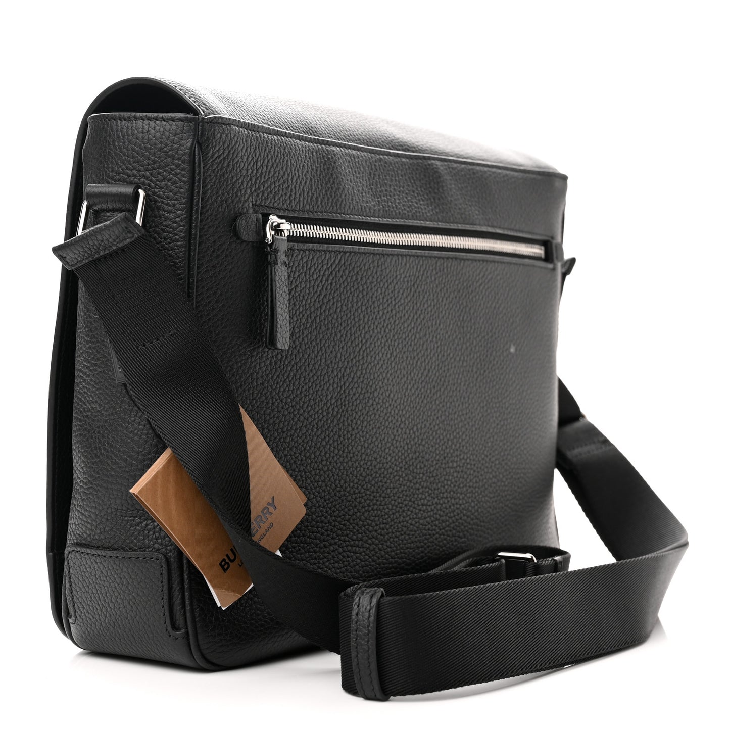 Grainy Calfskin Embossed Bruno Messenger Black