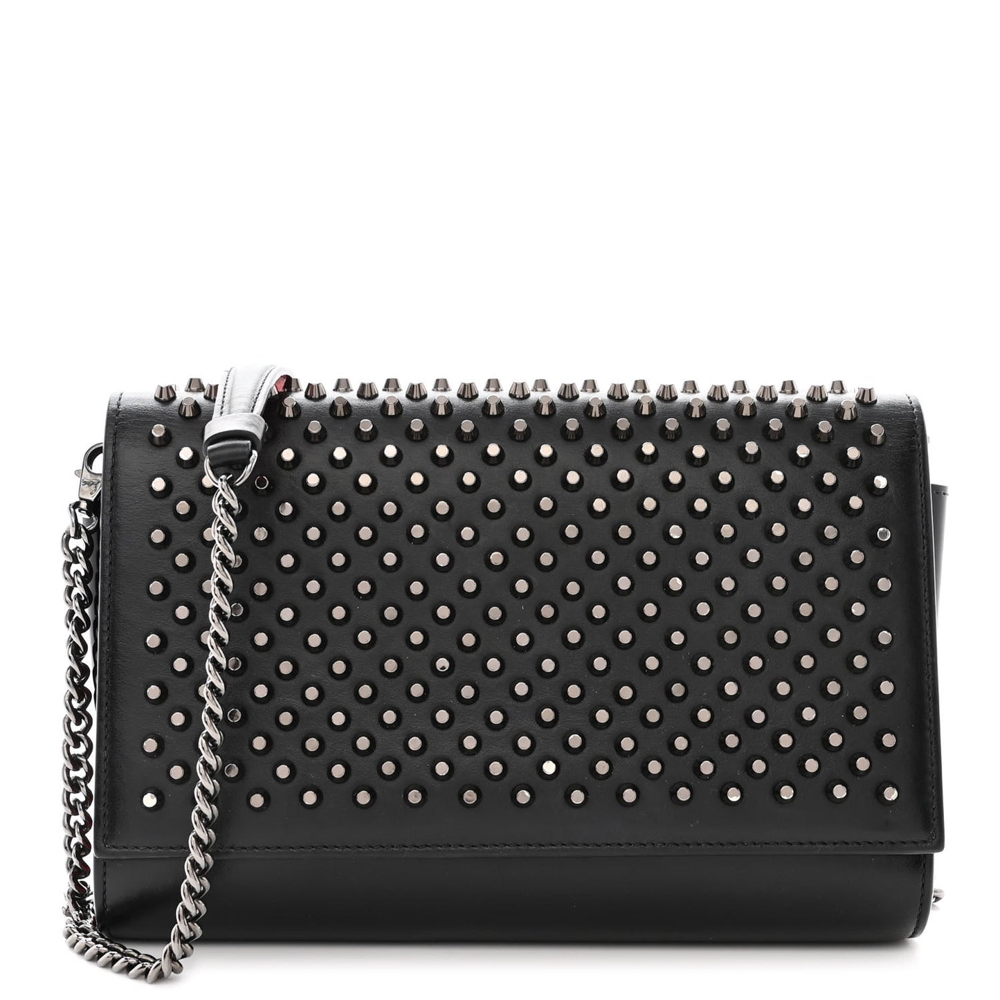 Calfskin Patent Spikes Paloma Clutch Black