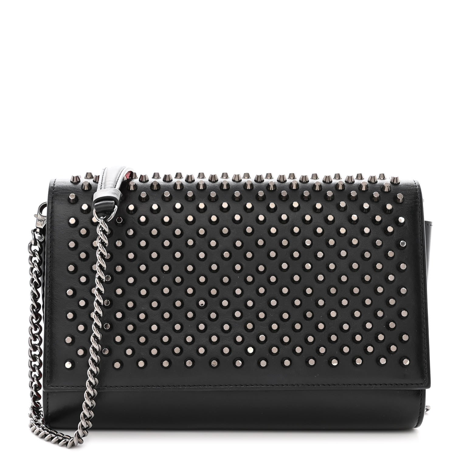 Christian Louboutin Calfskin Patent Spikes Paloma Clutch Black 1 of 12