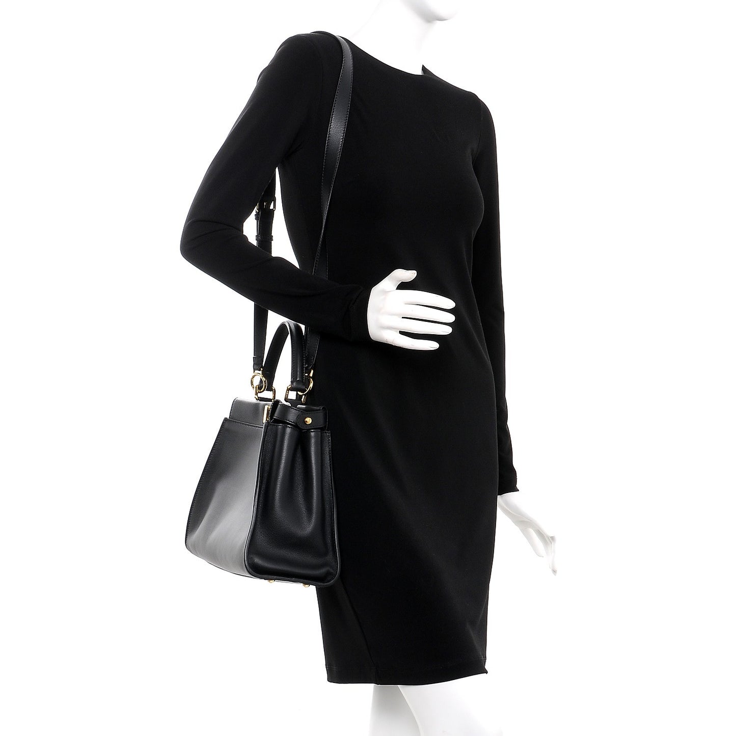 Vitello Seta Shiny Nappa Medium Peekaboo Iconic Satchel Black