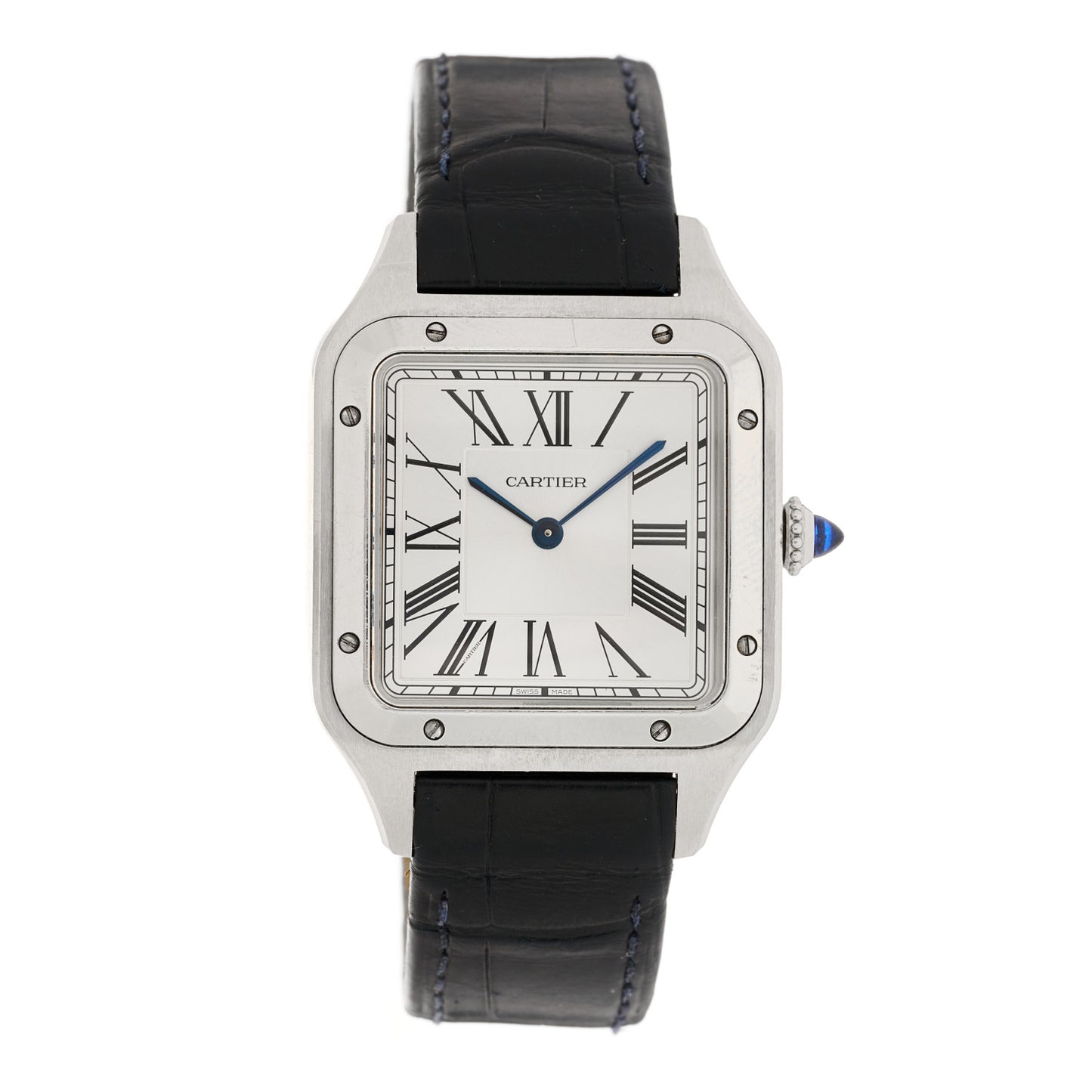 Stainless Steel Alligator 31.4mm Santos Dumont Quartz Watch Blue