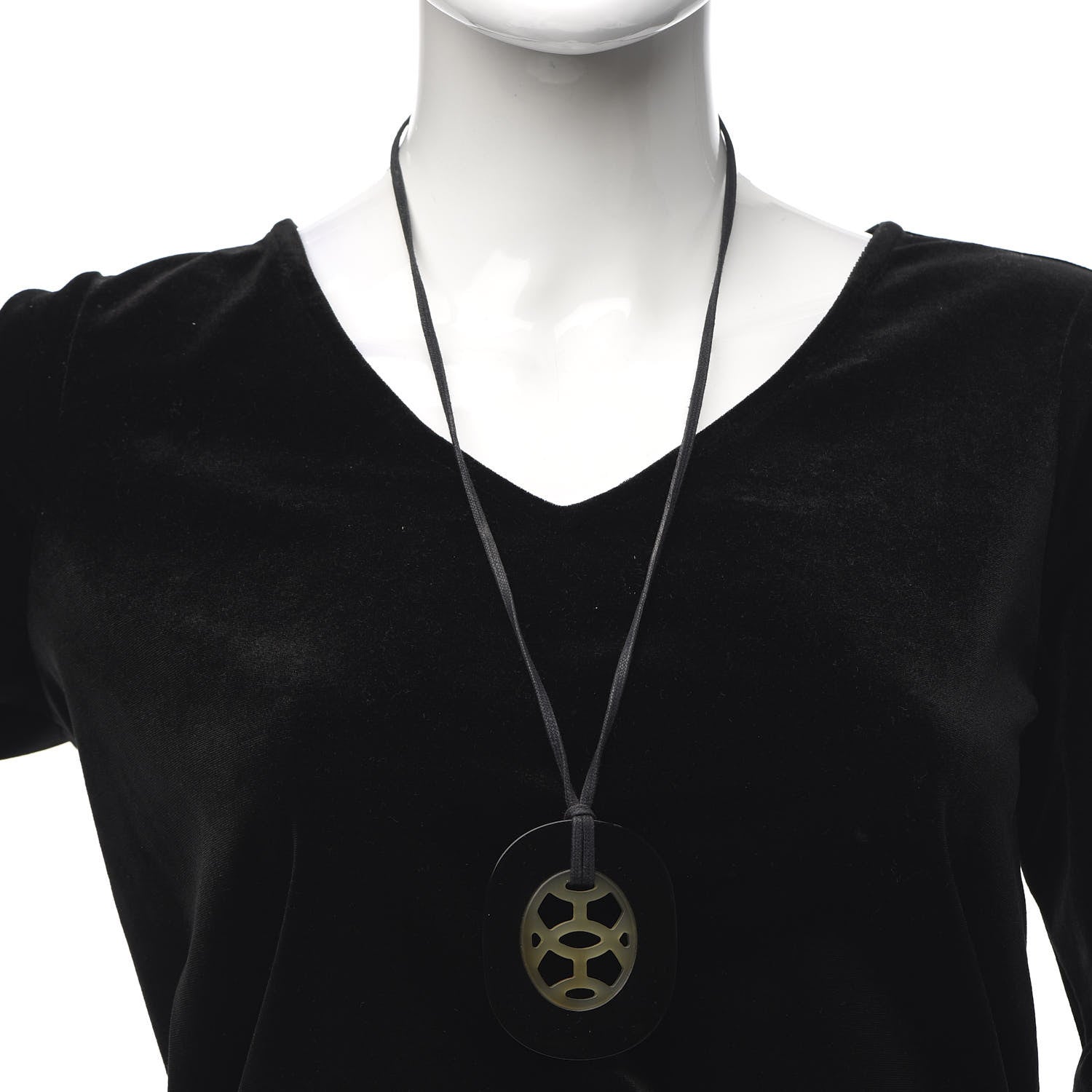 Hermes Buffalo Horn Lacquer Lift Necklace Black 2 of 5