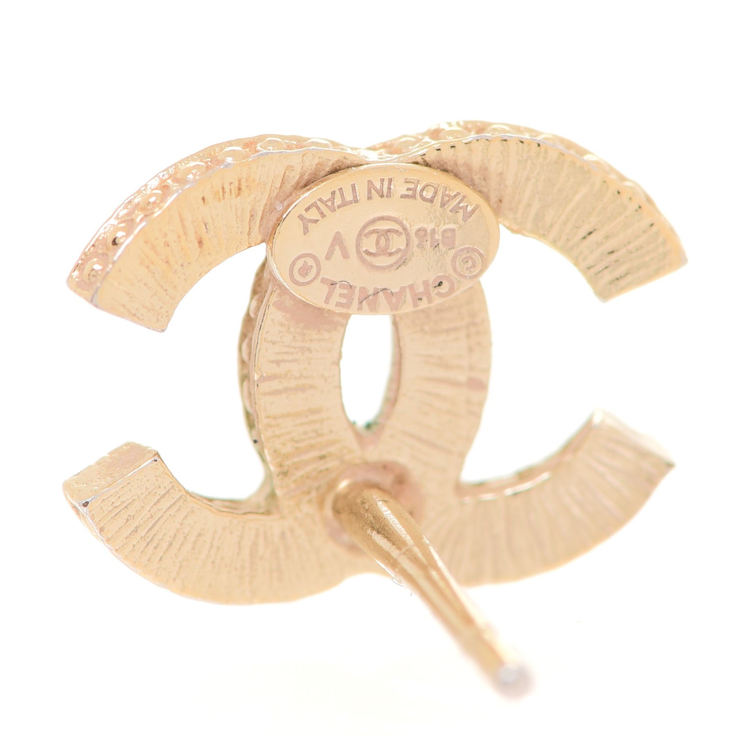 Chanel Crystal Timeless CC Earrings Light Gold 4 of 5