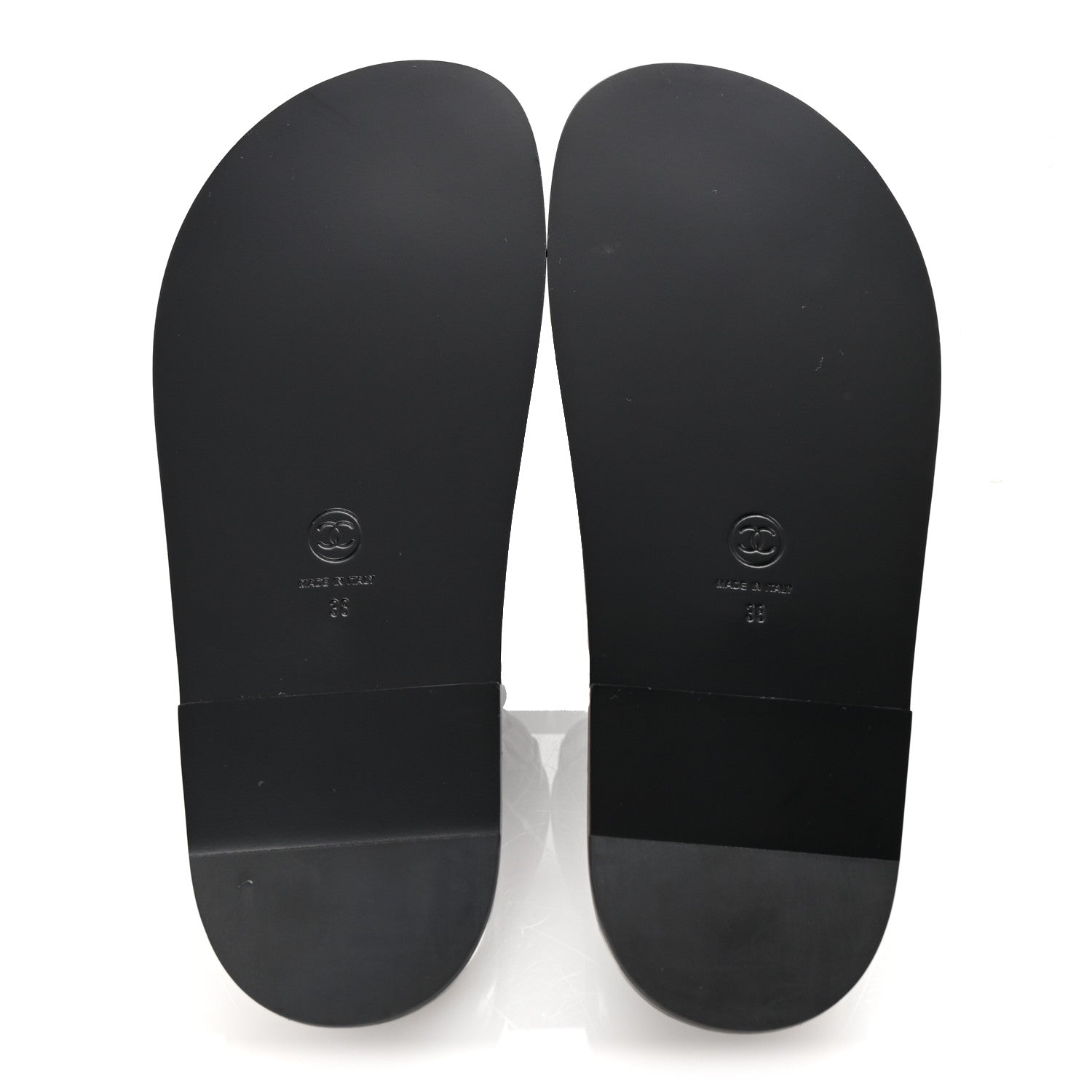 Chanel Lambskin Quilted Velcro Dad Chain CC Slide Sandals 38 Black 6 of 10