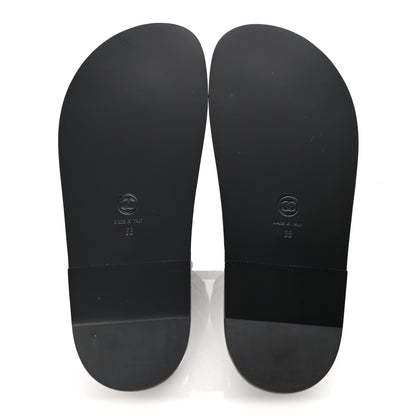 Chanel Lambskin Quilted Velcro Dad Chain CC Slide Sandals 38 Black 6 of 10