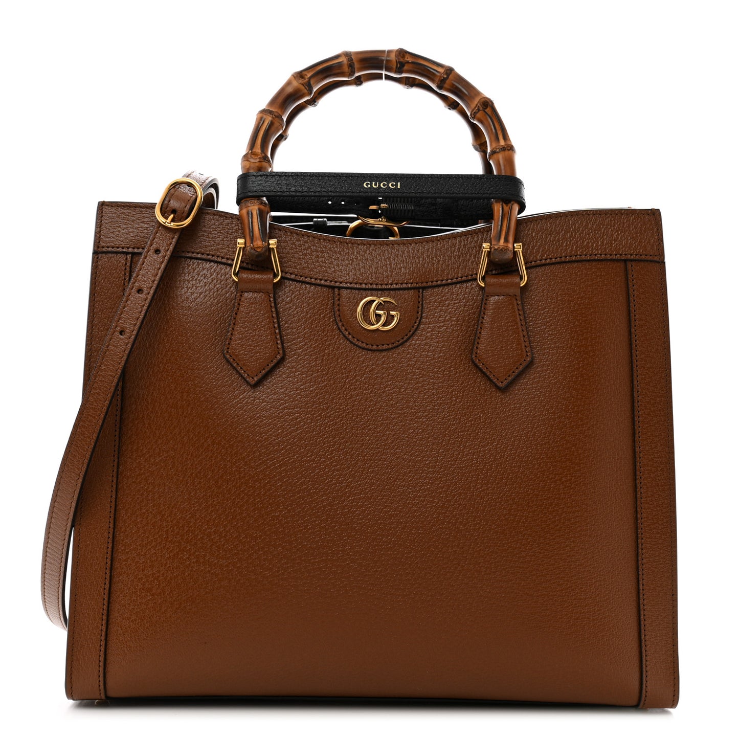 Textured Dollar Calfskin Medium Diana Tote Bag Cuir Black
