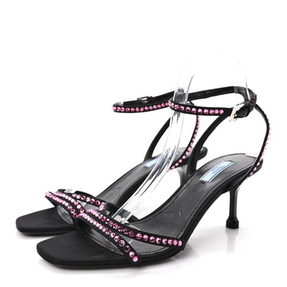 Prada Suede Crystal Ankle Strap 65mm Sandals 40 Rosa 3 of 8