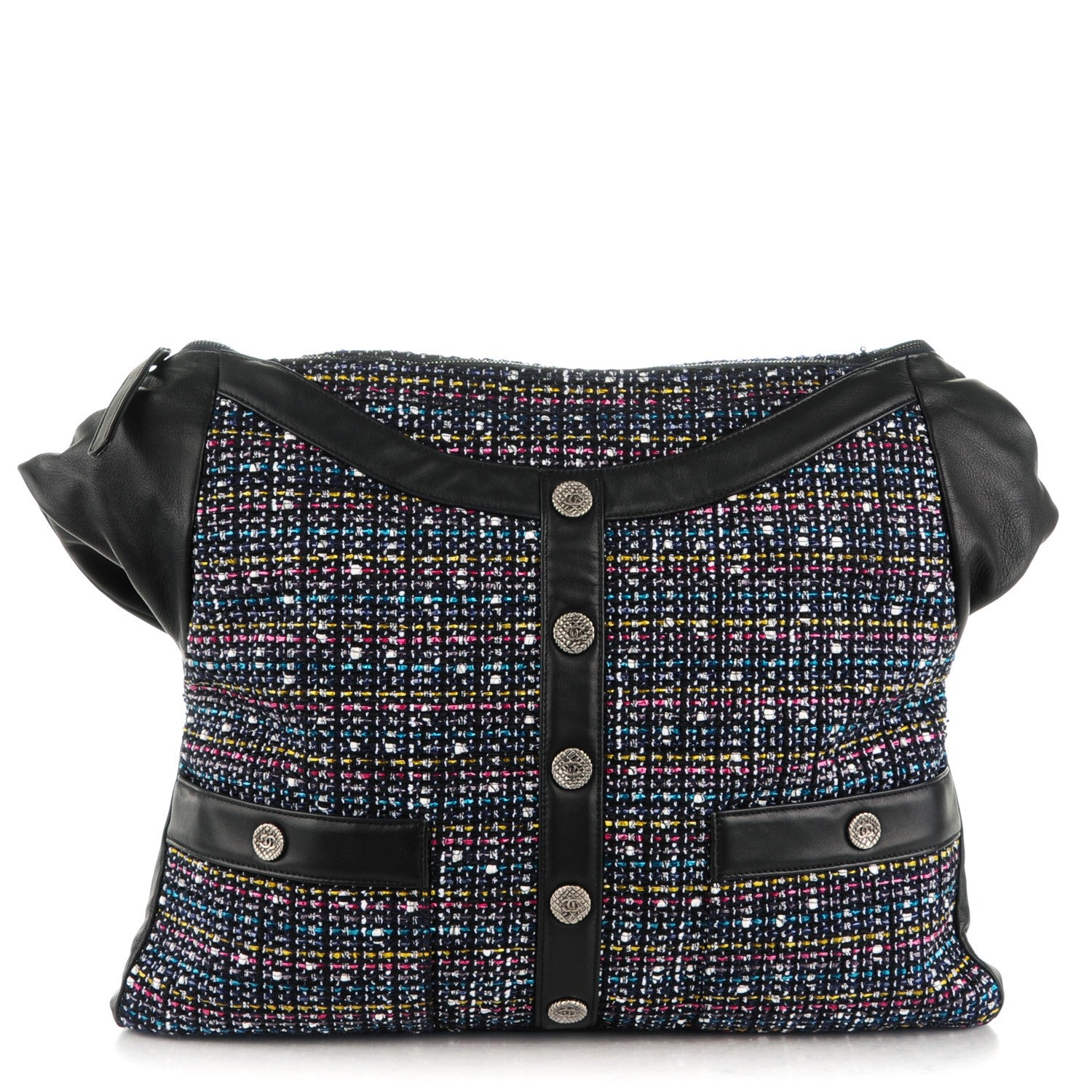 Chanel Tweed Lambskin Large Girl Bag Navy 1 of 7