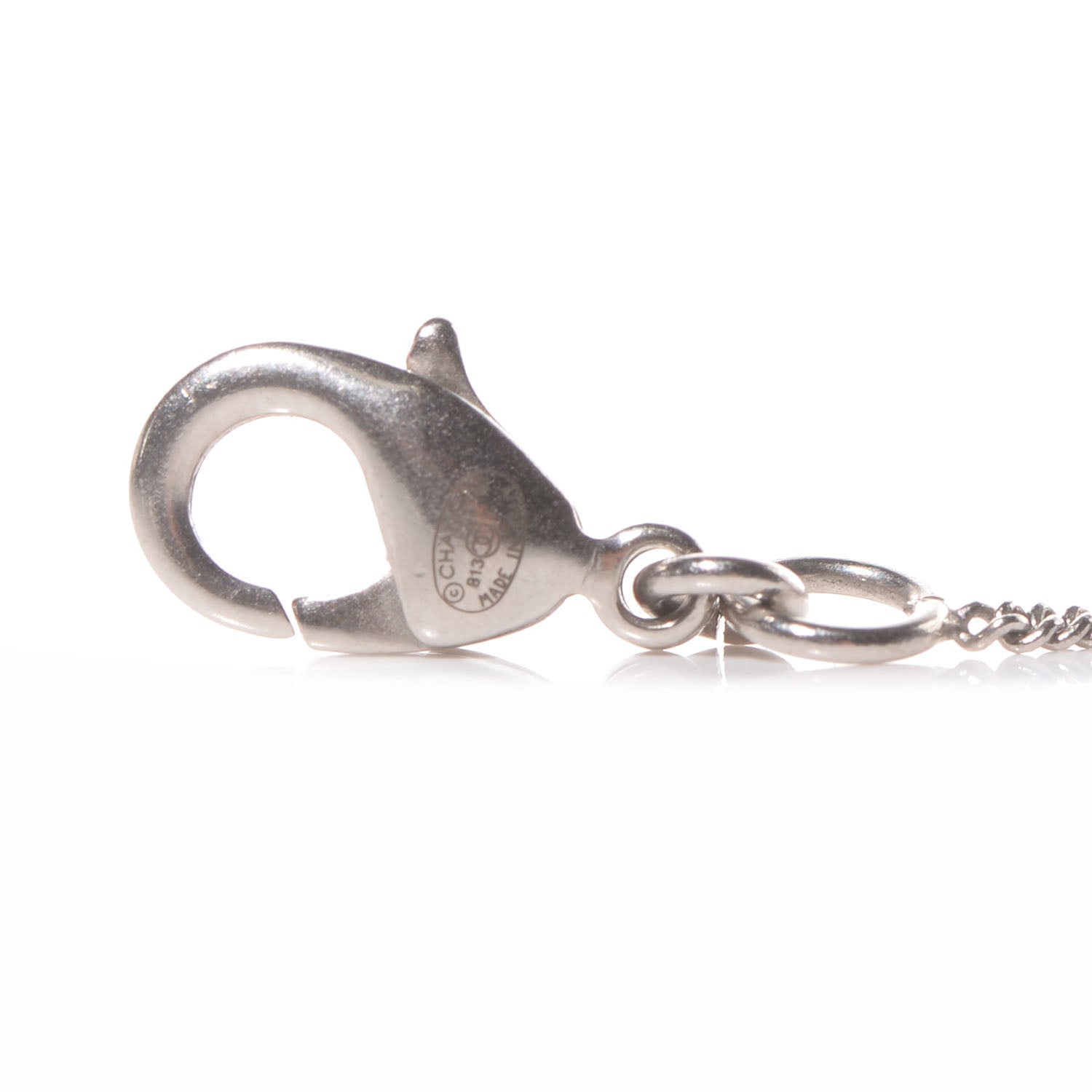 Chanel Crystal Baguette CC Necklace Silver 6 of 7