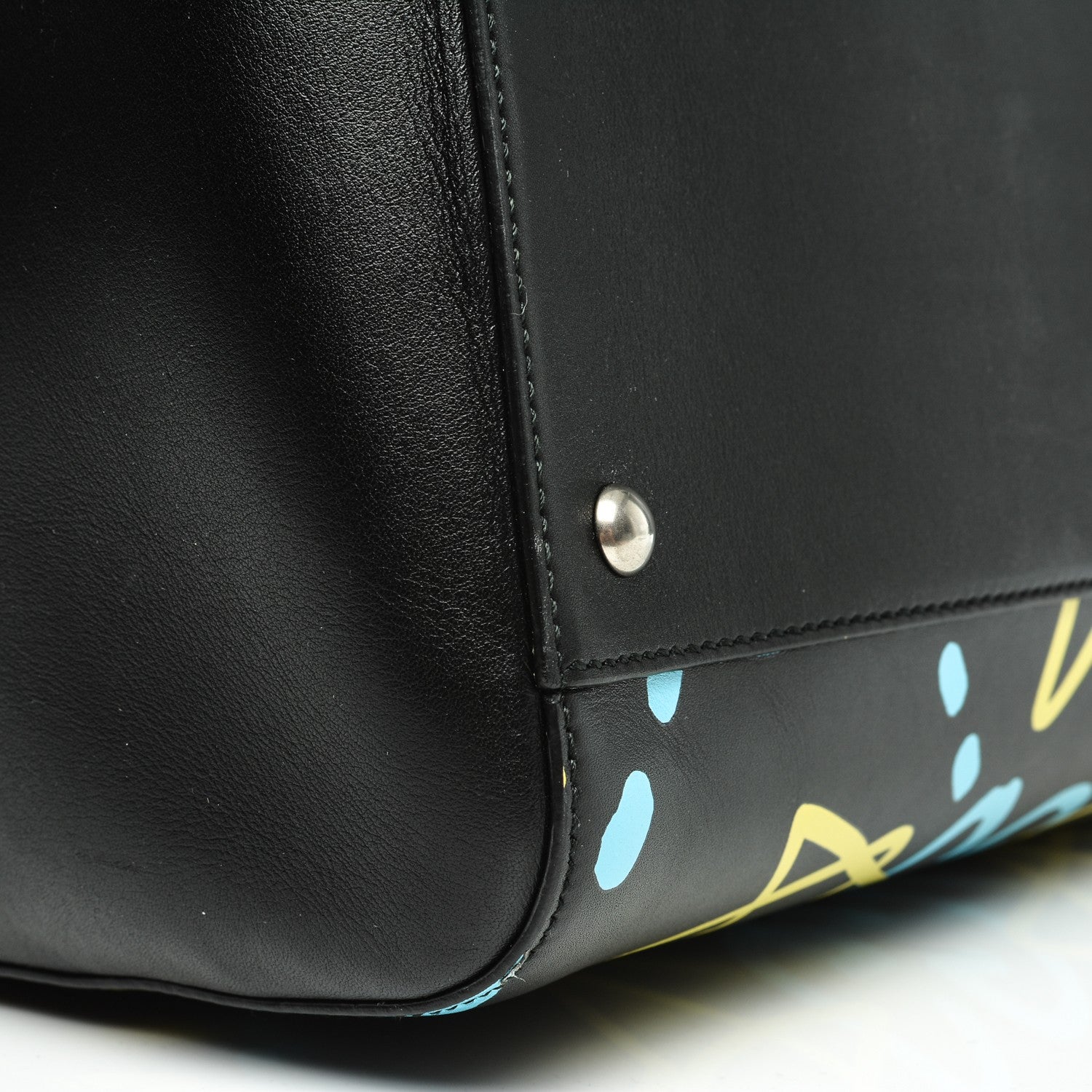 Gucci Calfskin GucciGhost Print Duffle Black New Acquamarine 8 of 11