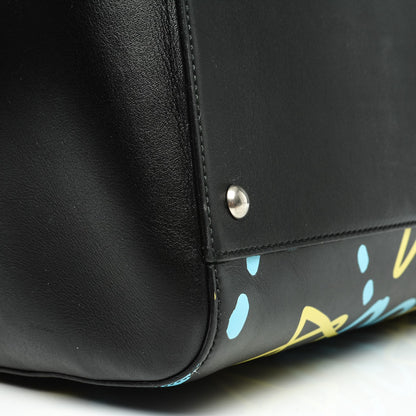 Gucci Calfskin GucciGhost Print Duffle Black New Acquamarine 8 of 11