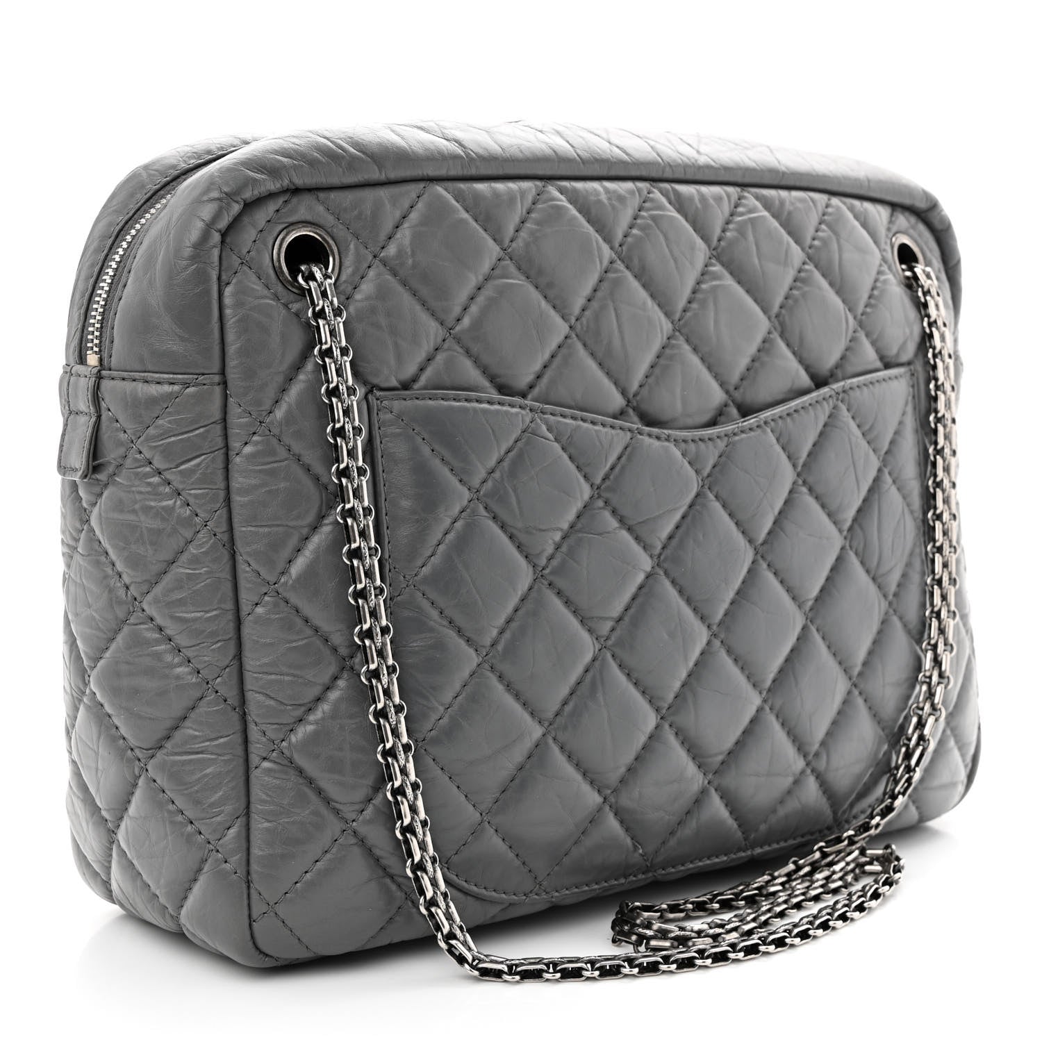 Chanel Aged Calfskin Quilted Large Reissue Camera Case Grey 3 of 16