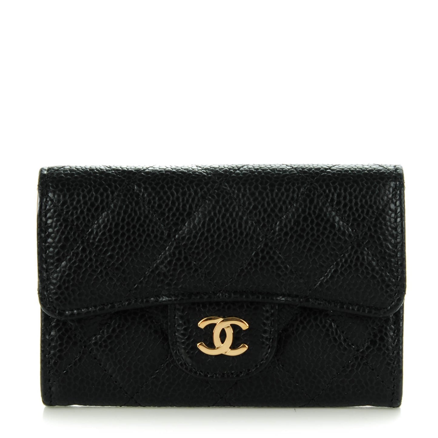 Caviar Quilted Card Holder Black
