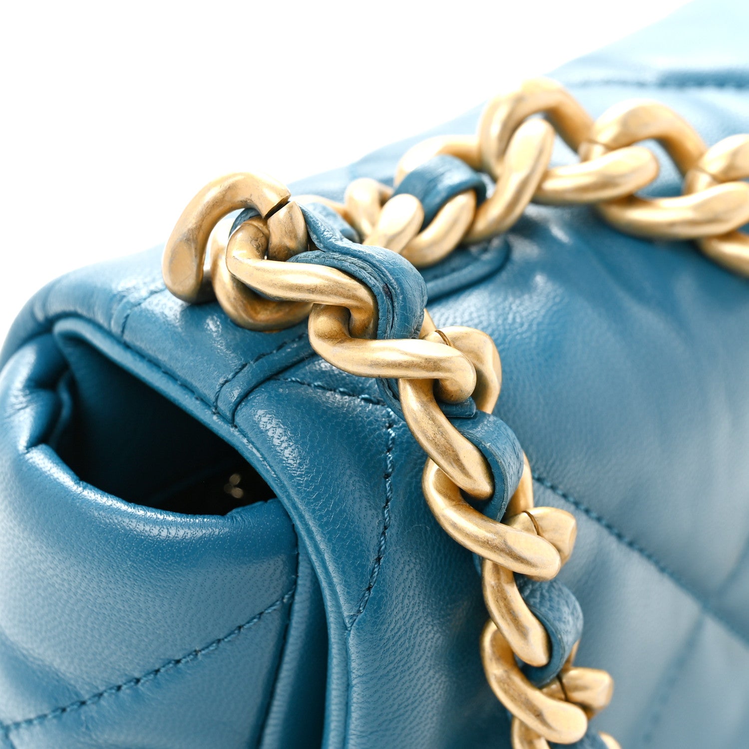 Chanel Goatskin Quilted Medium Chanel 19 Flap Turquoise 11 of 12
