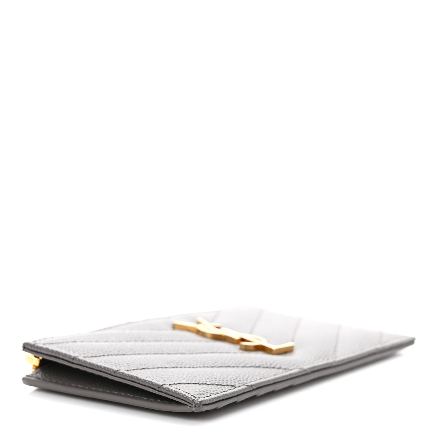 Grain De Poudre Matelasse Chevron Monogram Fragments Zippered Card Case Fog