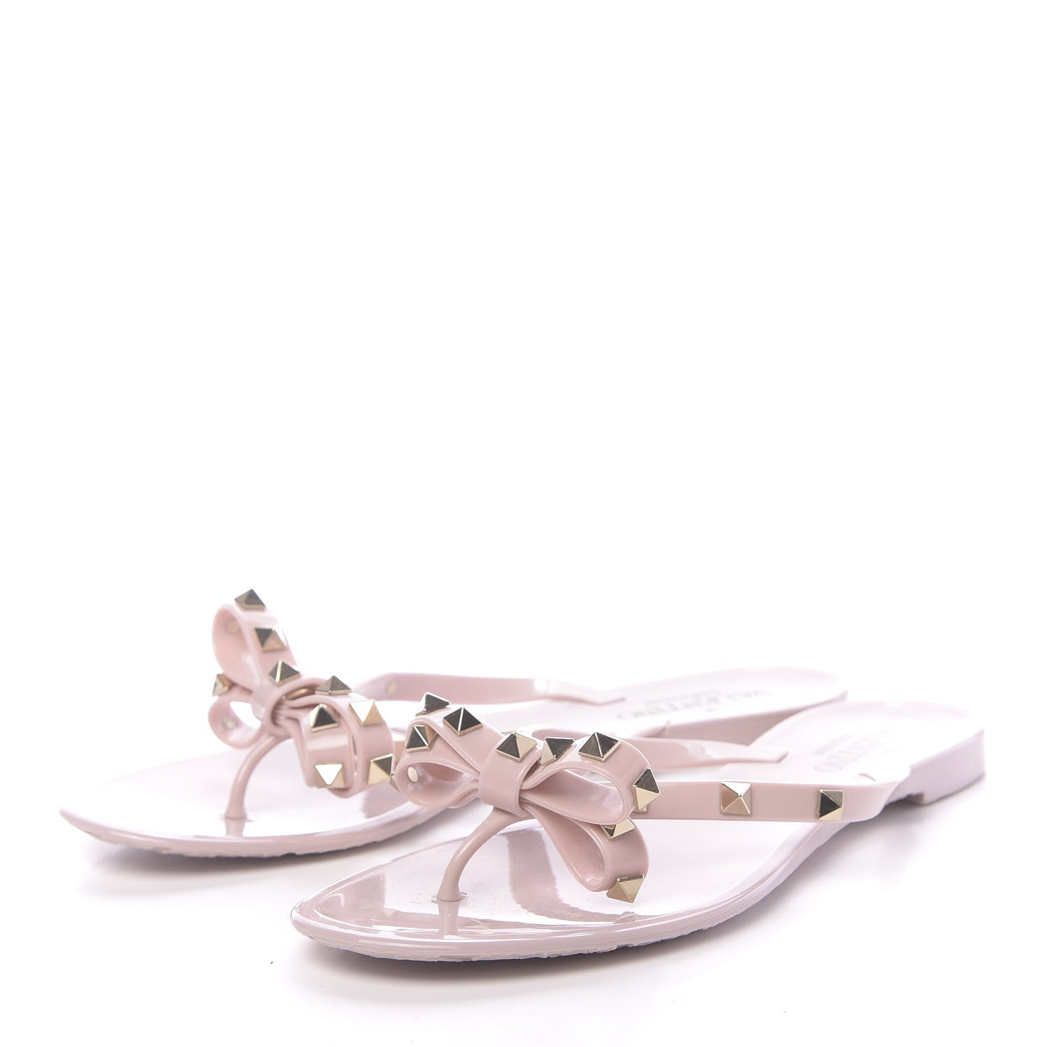 Valentino Garavani PVC Jelly Rockstud Bow Thong Sandals 39 Poudre 3 of 7