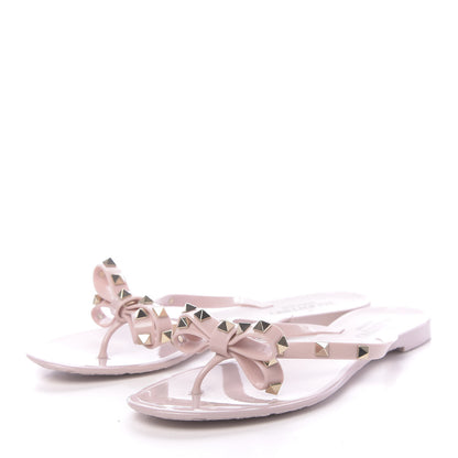 Valentino Garavani PVC Jelly Rockstud Bow Thong Sandals 39 Poudre 3 of 7
