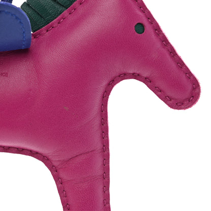Hermes Milo Lambskin Grigri Rodeo Horse Bag Charm MM Rose Pourpre Malachite Bleu Electrique 5 of 5