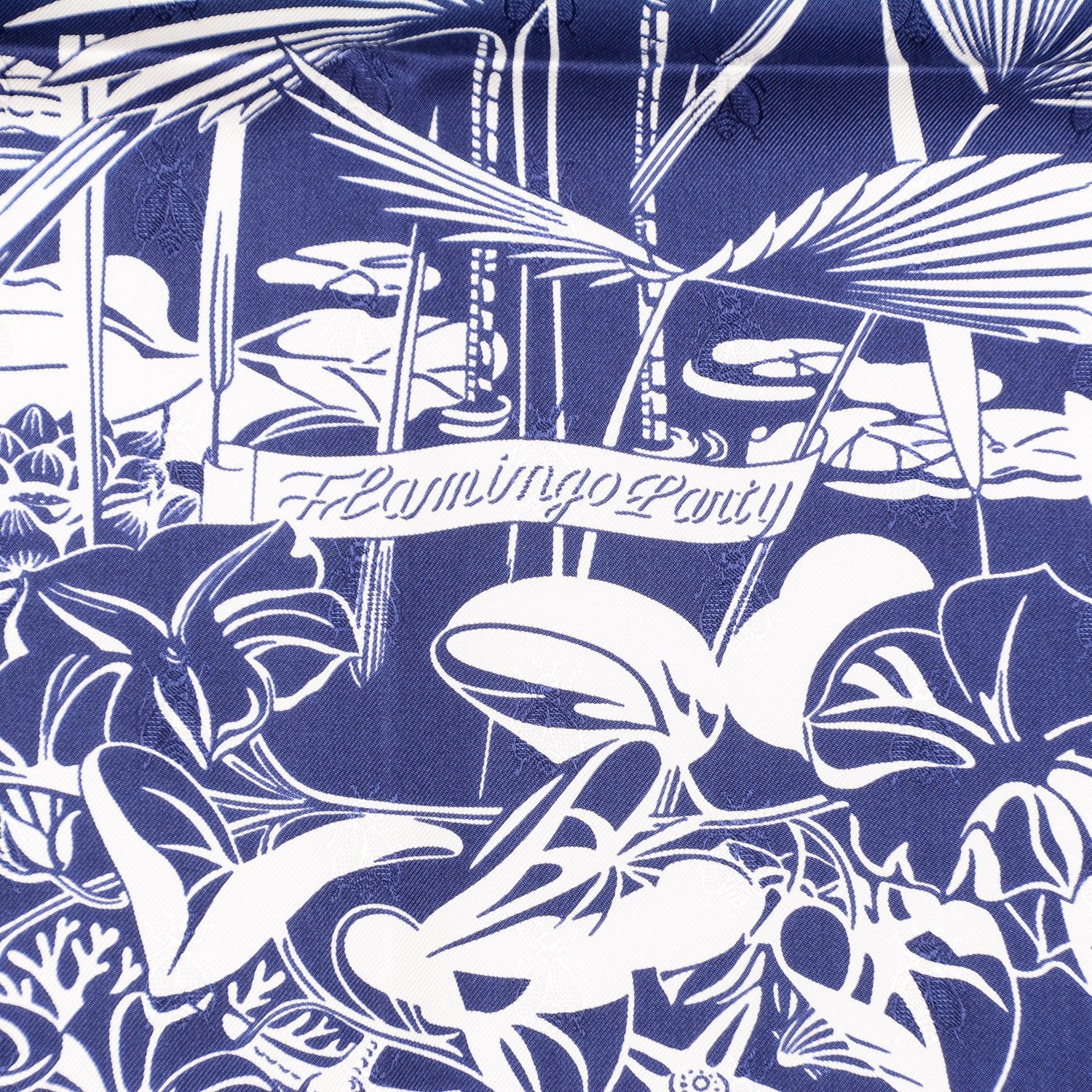 Hermes Silk Tatouage Flamingo Party Scarf 90 Bleu Blanc 3 of 6