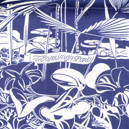Hermes Silk Tatouage Flamingo Party Scarf 90 Bleu Blanc 3 of 6