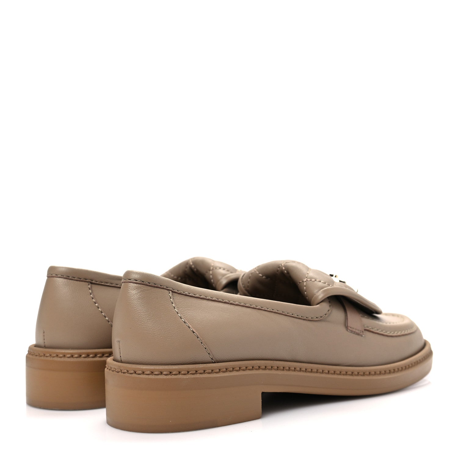 Chanel Lambskin Quilted CC Turnlock Loafers 37 Beige 4 of 8