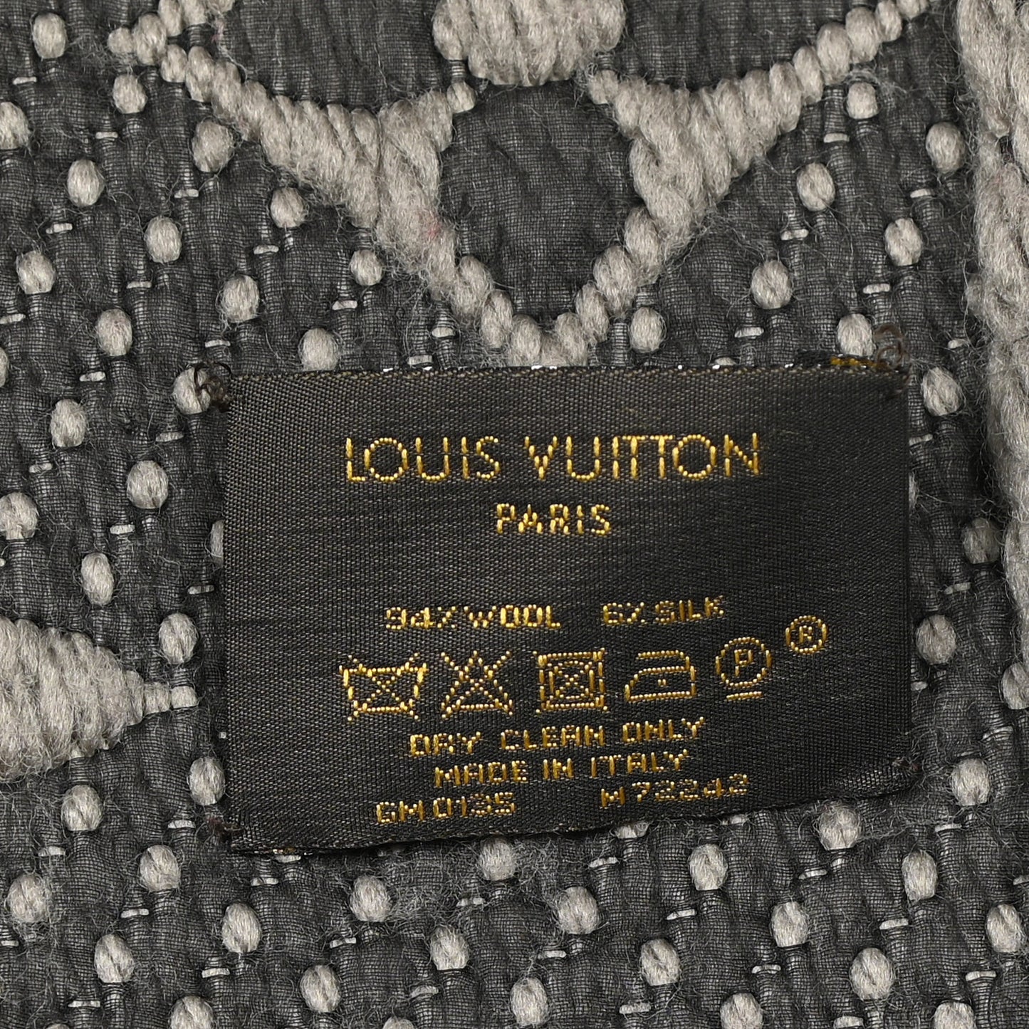 Wool Silk Logomania Scarf Pearl Grey