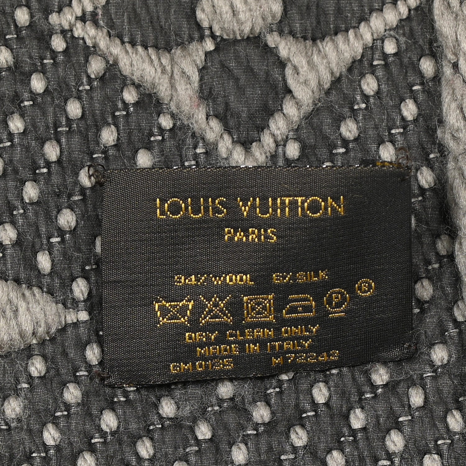 Louis Vuitton Wool Silk Logomania Scarf Pearl Grey 3 of 5