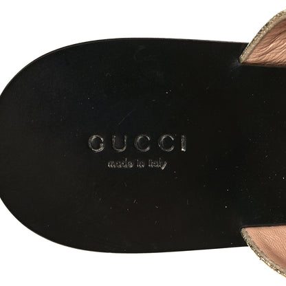 Gucci Nappa Silk Galassia GG Marmont Thong Flat Sandals 40 Platino 7 of 7