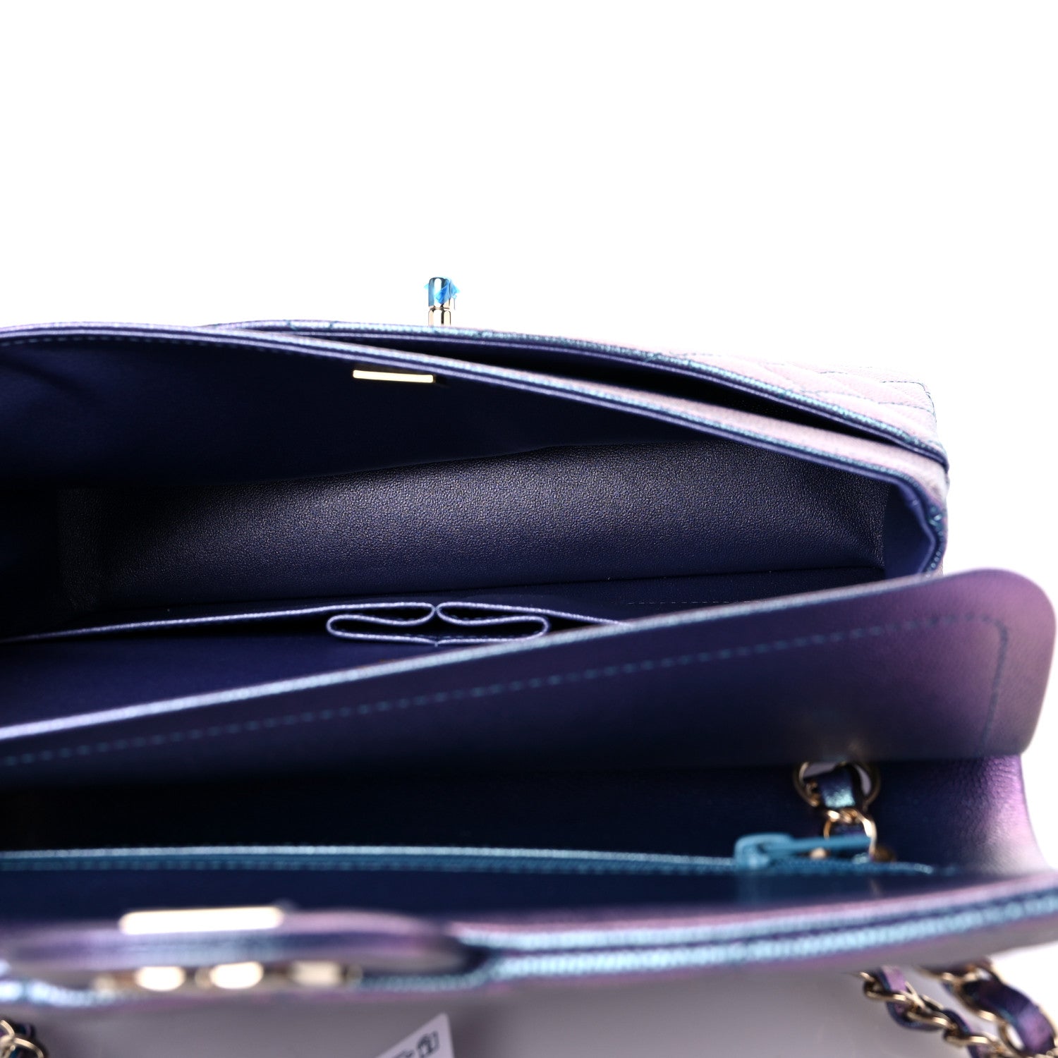 Chanel Iridescent Caviar Quilted Medium Double Flap Dark Blue 5 of 10