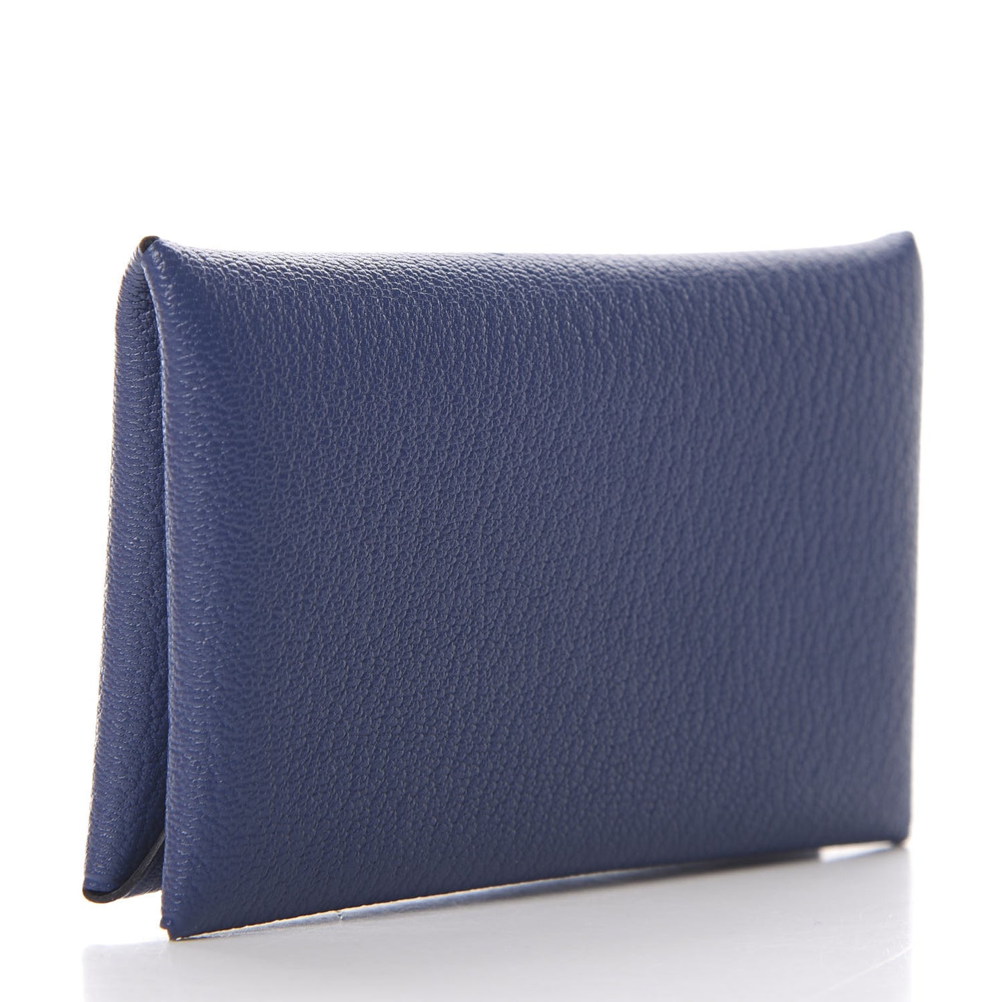 Chevre Mysore Embossed Calvi Card Case Bleu Brighton