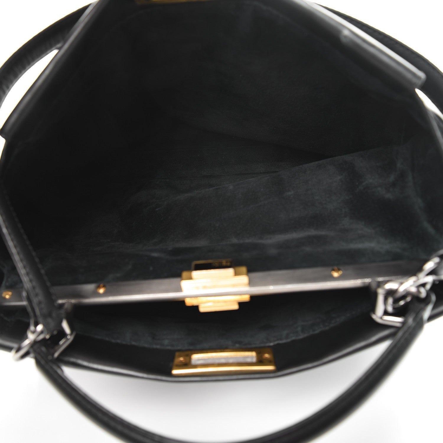 Fendi Vitello Suede Large Peekaboo Iconic Satchel Black 5 of 12