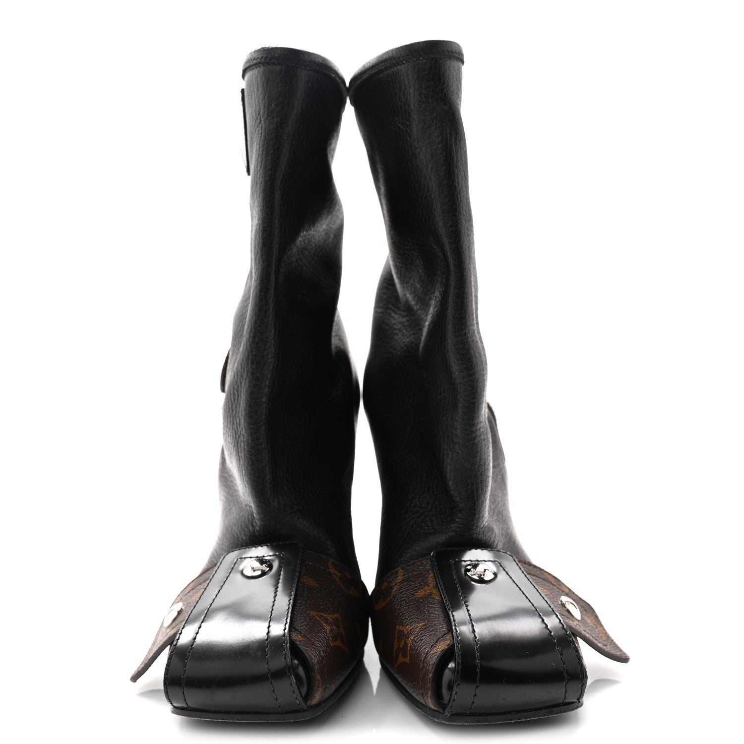 Louis Vuitton Calfskin Monogram Patti Wedge Half Boots 37 Black 5 of 18