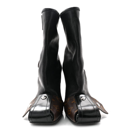Louis Vuitton Calfskin Monogram Patti Wedge Half Boots 37 Black 5 of 18