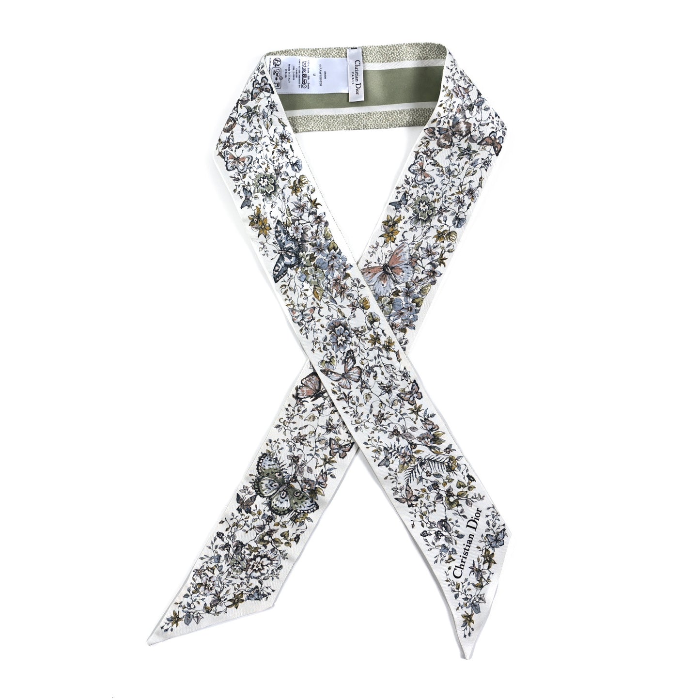 Silk Butterflies Around the World Mitzah Scarf Green