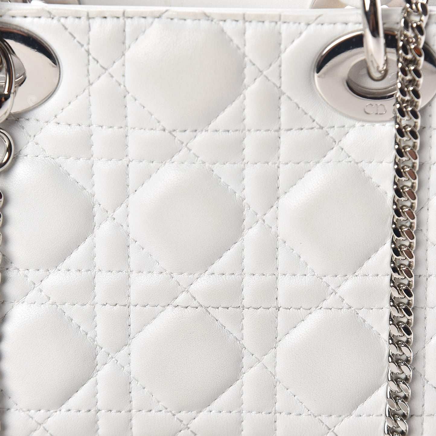 Lambskin Cannage Mini Lady Dior White