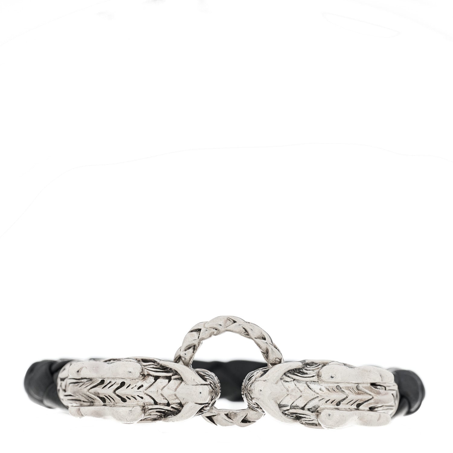 John Hardy Sterling Silver Leather Naga Dragon Legend Bracelet Black 1 of 5