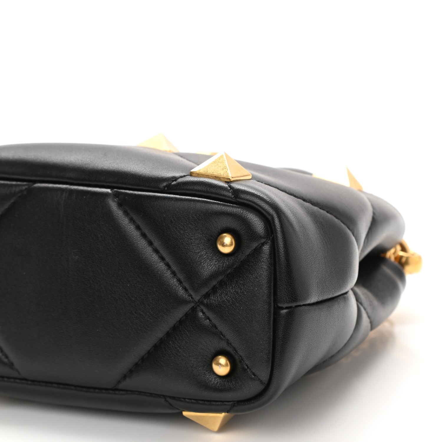 Valentino Garavani Nappa Small Roman Stud The Handle Bag Black 9 of 9