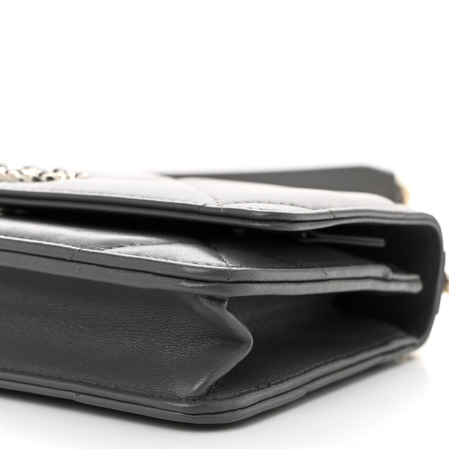 Lambskin Quilted Chanel 19 Wallet On Chain WOC Dark Grey