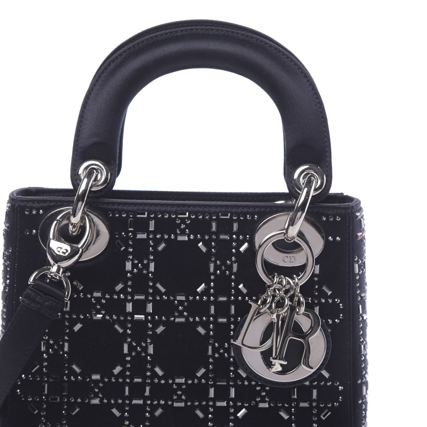 Christian Dior Satin Crystal Cannage Mini Lady Dior Navy 9 of 10