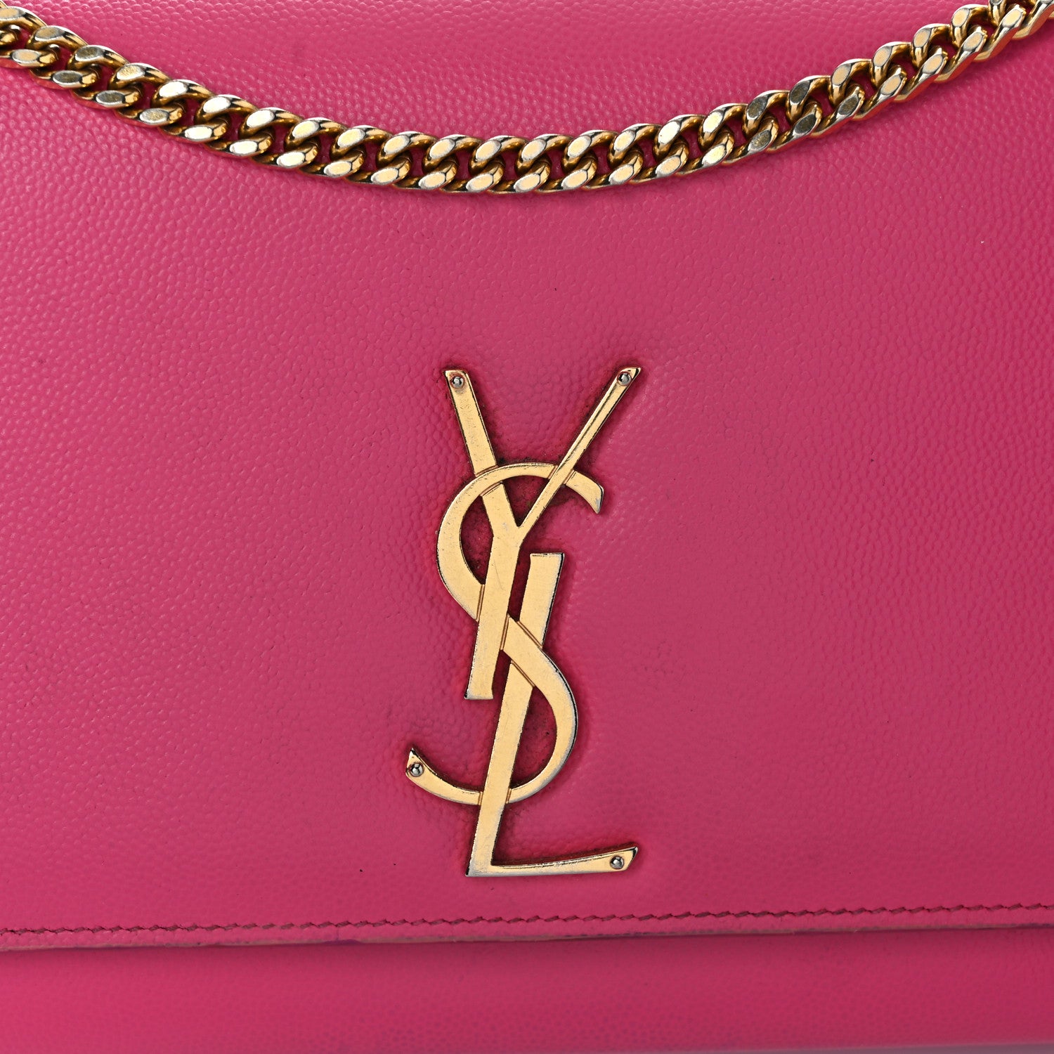 Saint Laurent Grain De Poudre Medium Classic Monogram Kate Satchel Lipstick Fuchsia 10 of 10
